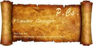 Plander Csongor névjegykártya